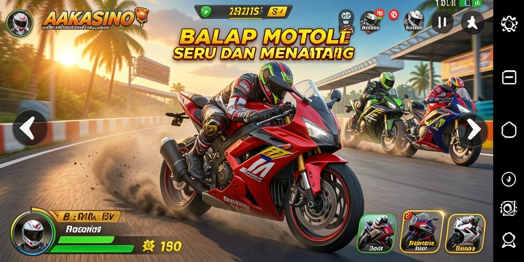 Gameplay AAKASINO yang seru dalam balapan motor.