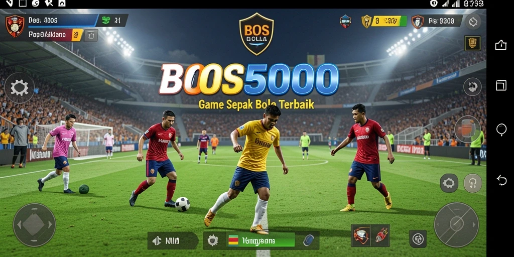 Tampilan gameplay mendebarkan di lapangan sepak bola.