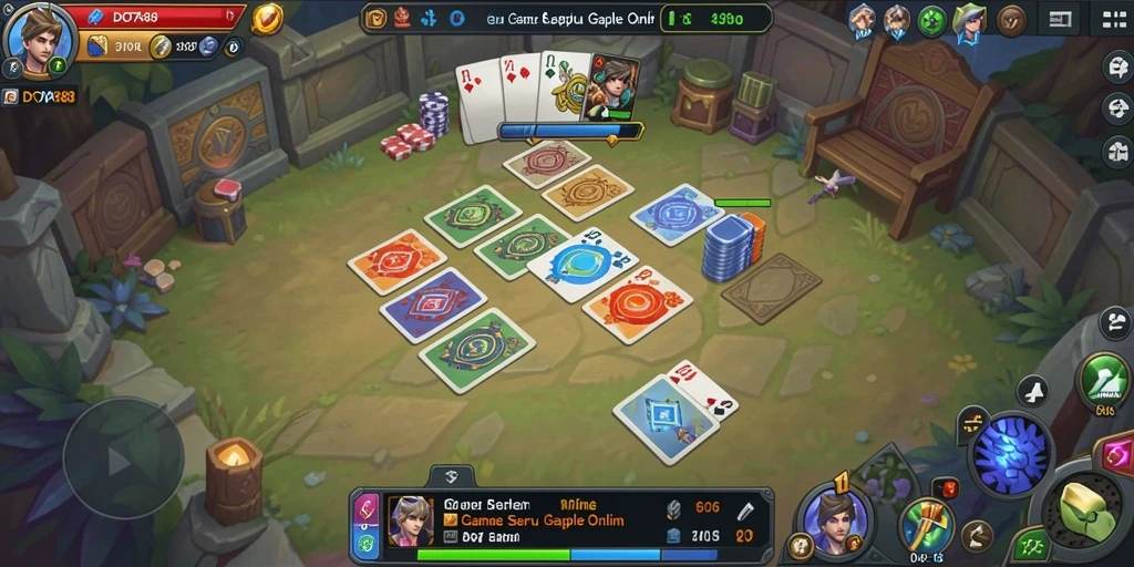 Tampilan gameplay DOTA88 dengan suasana permainan Gaple yang seru.