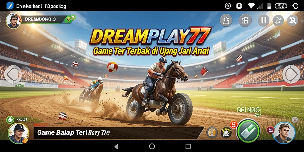 Screenshot gameplay DREAMPLAY77 yang memukau saat balapan.