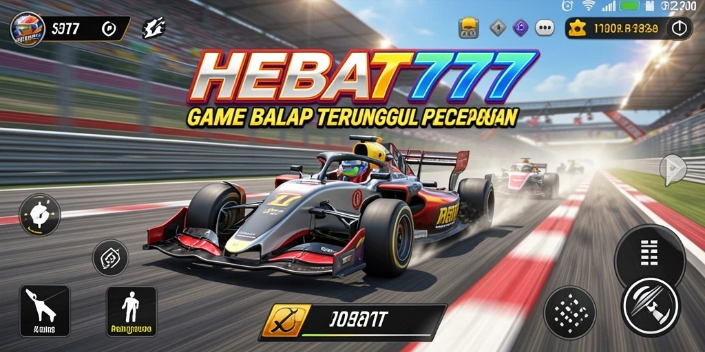 Tampilan gameplay HEBAT777 yang mendebarkan dengan aksi balap intens.
