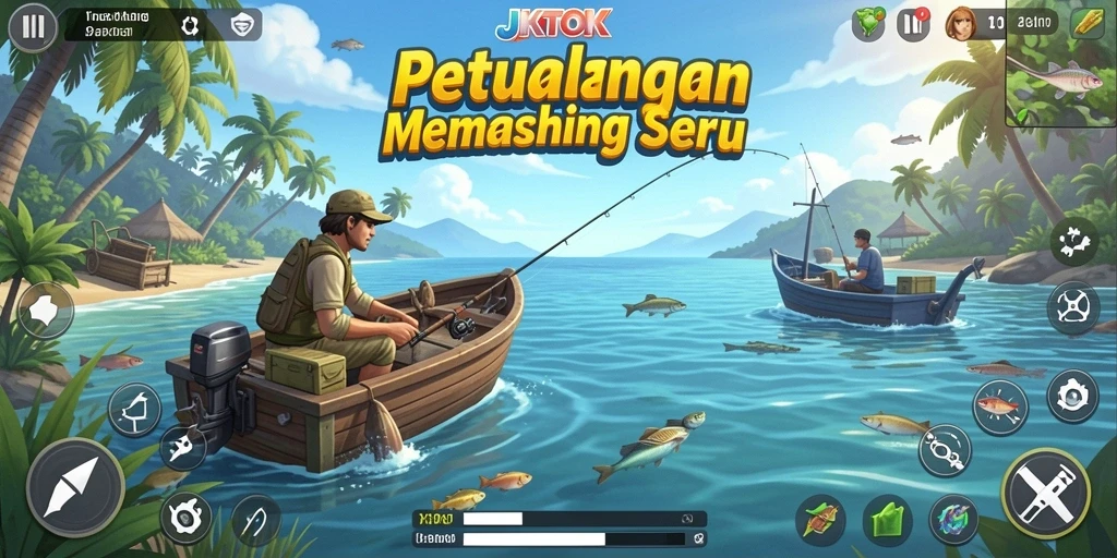 Screenshot JKTOK menampilkan aksi memancing yang mendebarkan.