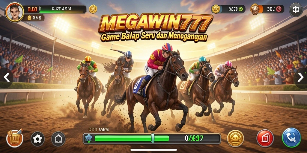 Tangkapan layar MEGAWIN777 menampilkan momen balap yang mendebarkan.