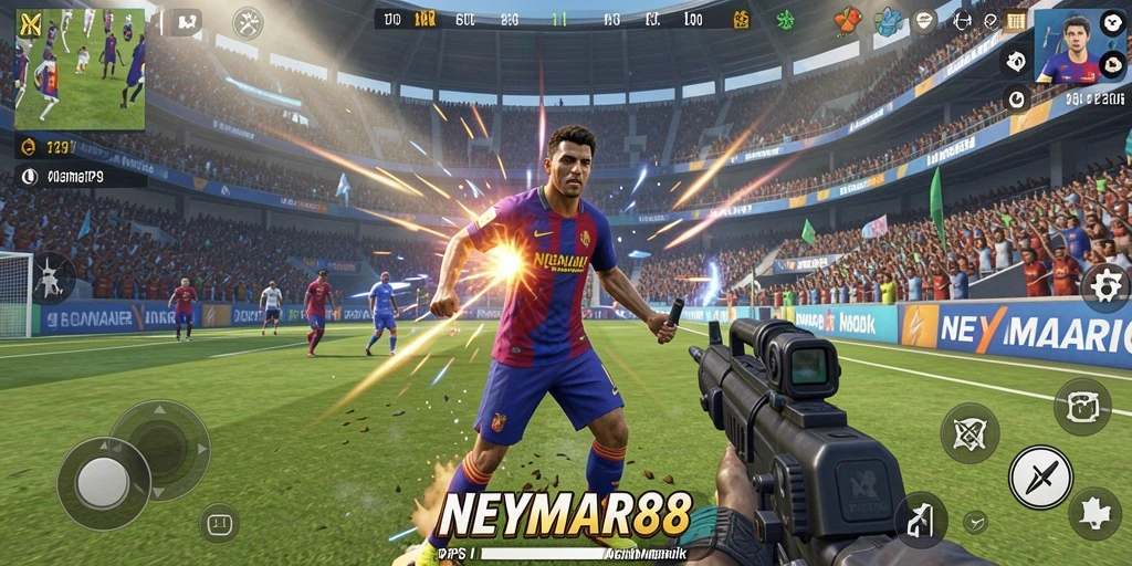 Screenshot gameplay NEYMAR88 menampilkan aksi seru dalam TPS.