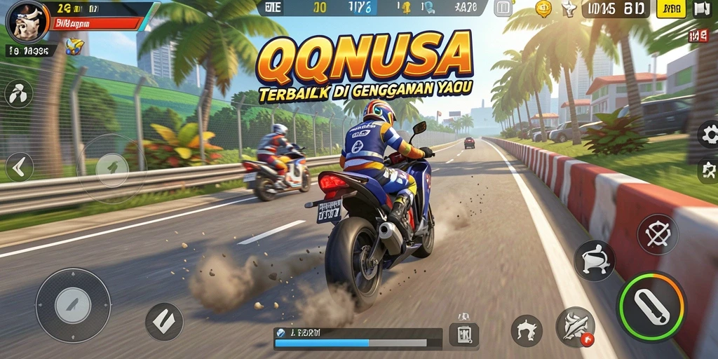 Gameplay seru balapan motor di QQNUSA dengan trek menantang.
