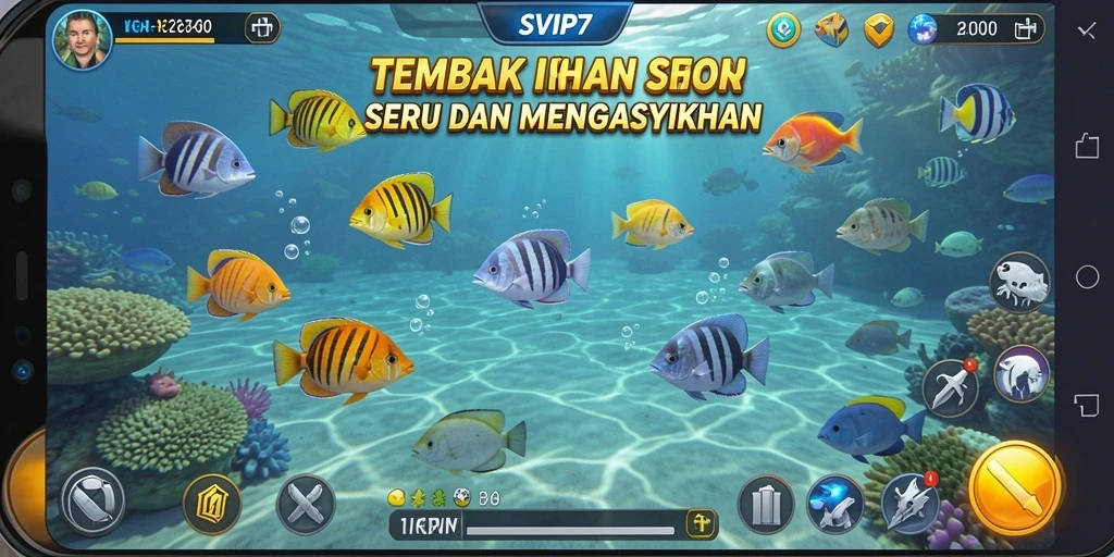 Tampilan gameplay menarik dari SVIP7 dengan aksi tembak ikan.